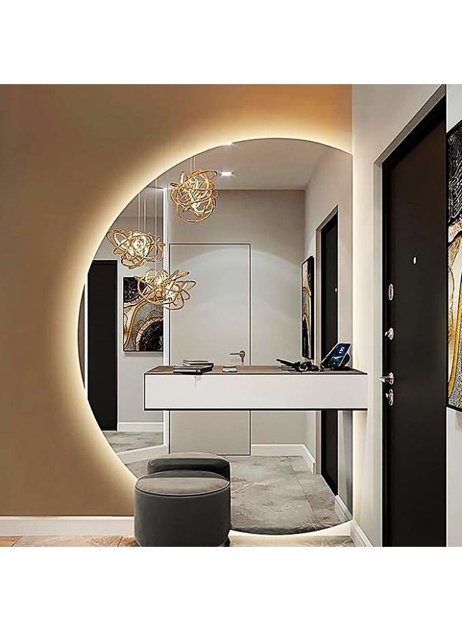 Vphom Premium D-Shaped LED Backlit Mirror (150x105cm)  Large Half-Moon Wall-Mounted Smart Vanity Mirror with Touch Sensor & 3 Dimmable Color Modes – Modern HD Mirror for Bathroom, Bedroom & Dressing Room - Image 3